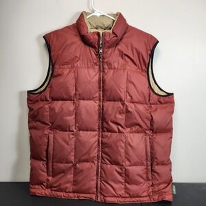 EDDIE BAUER Vest Mens XLT Red Goose Down Puffer Quilted Insulated Reversible